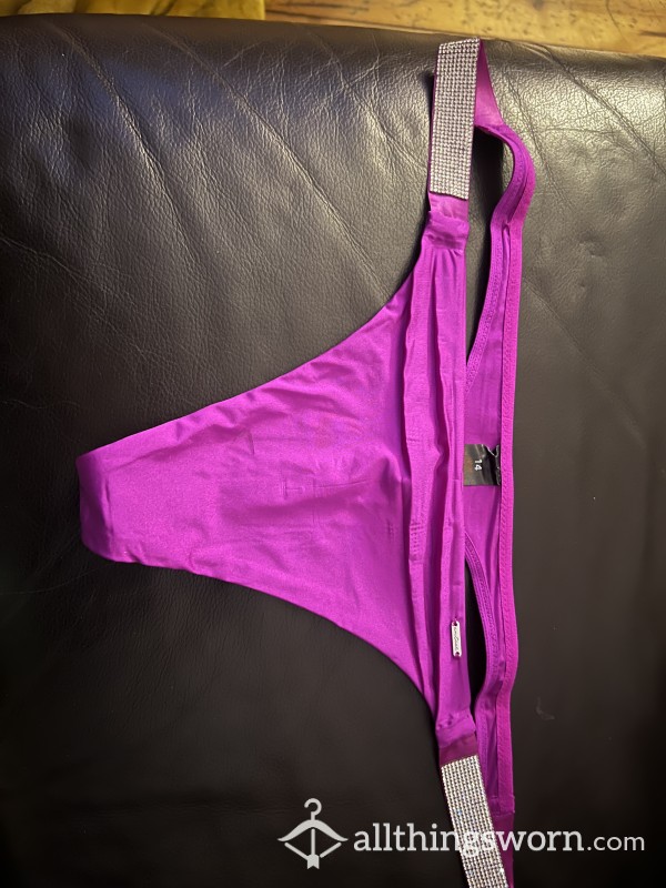 Purple Shiny Waist Thong