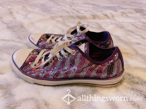 Purple & Silver Sequined Converse