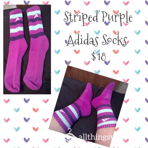 Purple Striped Adidas Socks