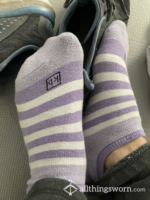 Purple Striped Ankle Socks