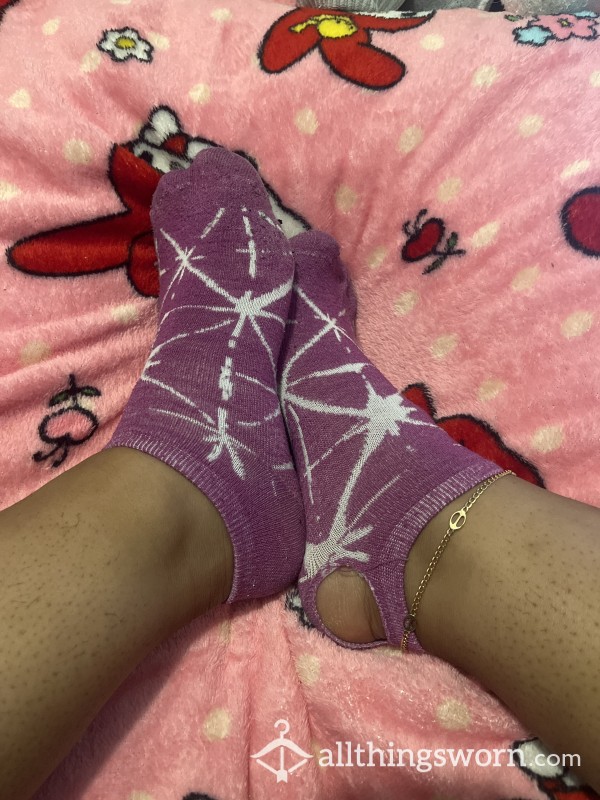 Purple Twinkling Star Ankle Socks