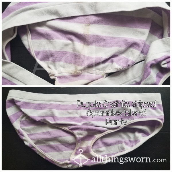 Purple & White Striped Spandex Blend Panty