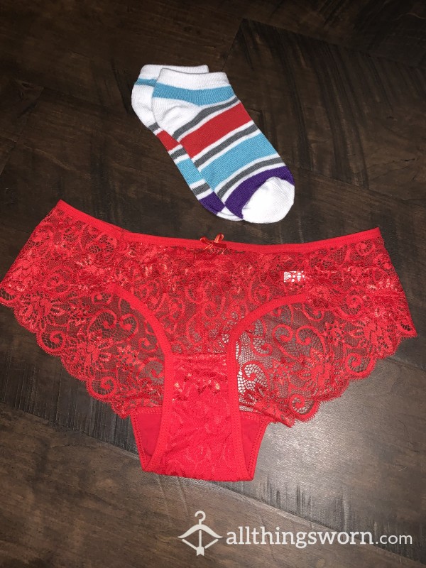 🔥Racy Red🔥 Panty And Sock Combo! Free Shipping To US