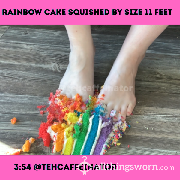 Rainbow Cake Slice Squished & Destroyed By My Size 11 Feet 🦶🏻