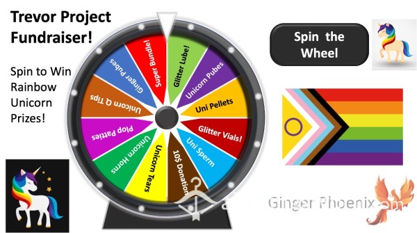 Rainbow Charity Wheel For Trevor Project!  Xx  Spin The Wheel!  Xx  Rainbow Unicorn Prizes For The Winning!  Xx