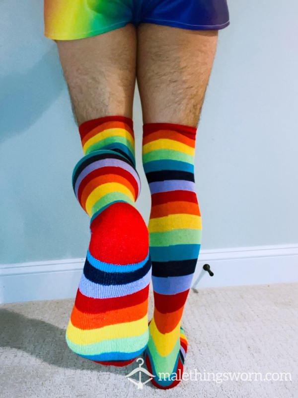 Rainbow Knee High Socks Hot Topic Rare
