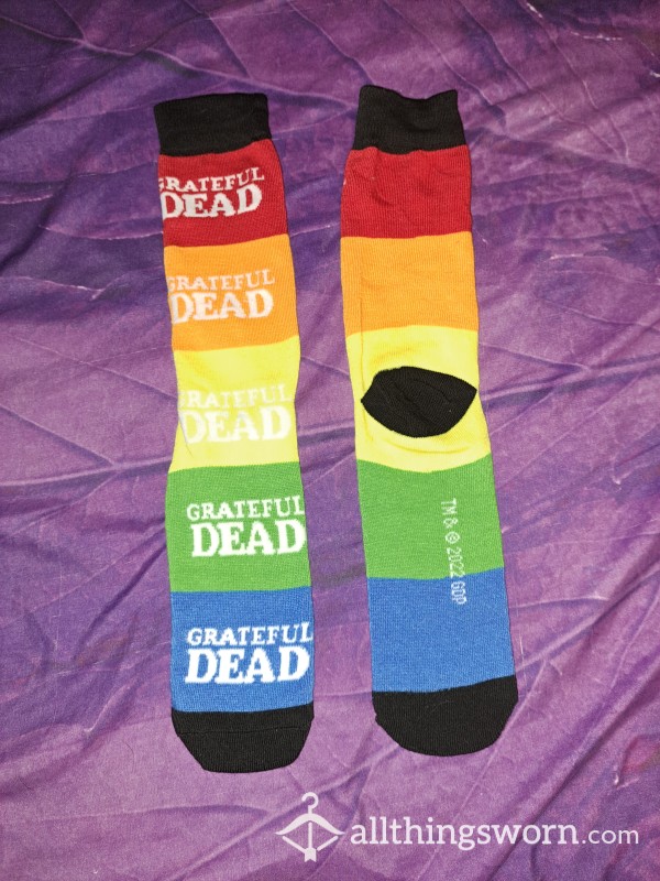 🌈Rainbow Striped Grateful Dead Socks 24 Hour Wear🌈