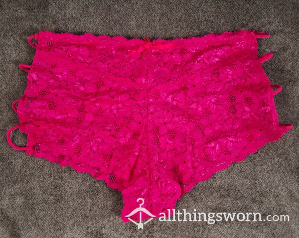 Hot Pink Lace Side Elastic Panties