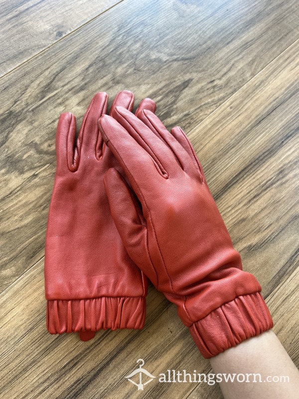 Real Leather Glove In Tan Orange XX