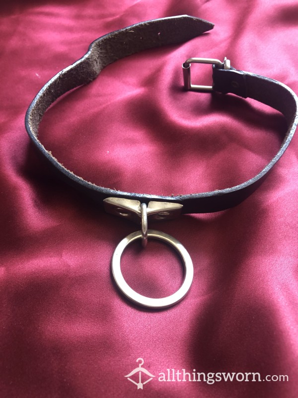 Real Leather Submissive Collar From Mistress Naomi. Be Owned By Me.
