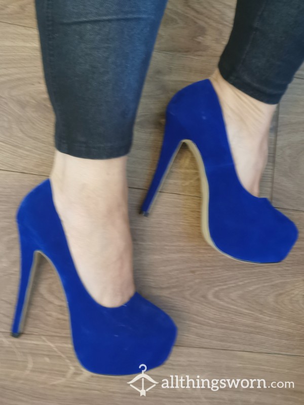Really High Royal Blue Stilettos. Amazing Pair Well Worn. Soooo Sexy Hot As Hell £30 💯🔥🔥🔥🔥
