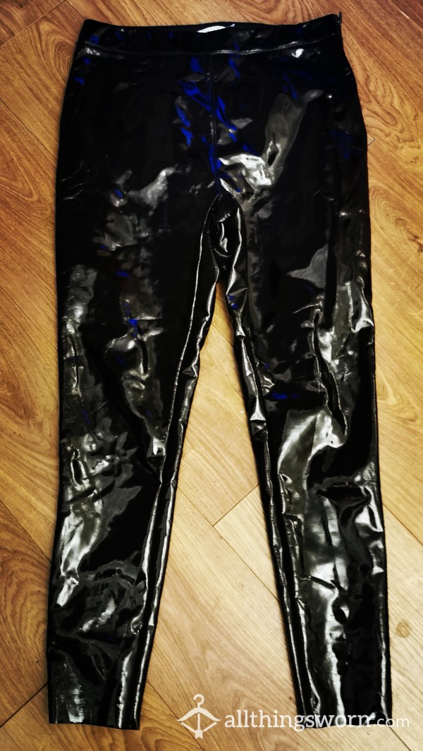 💯🔥BLACK PVC. TOPSHOP SIZE 14 Worn Trousers. Really Sexy Well Worn Without Panties . All Requests Ect Welcome £30