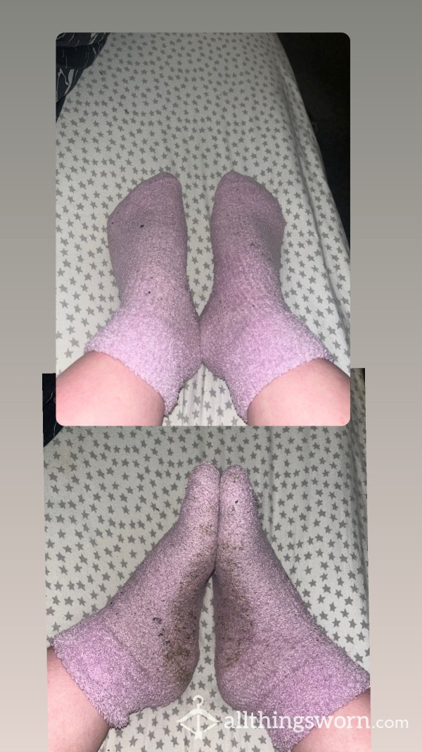 Really Old And Worn Pink Fluffy Socks