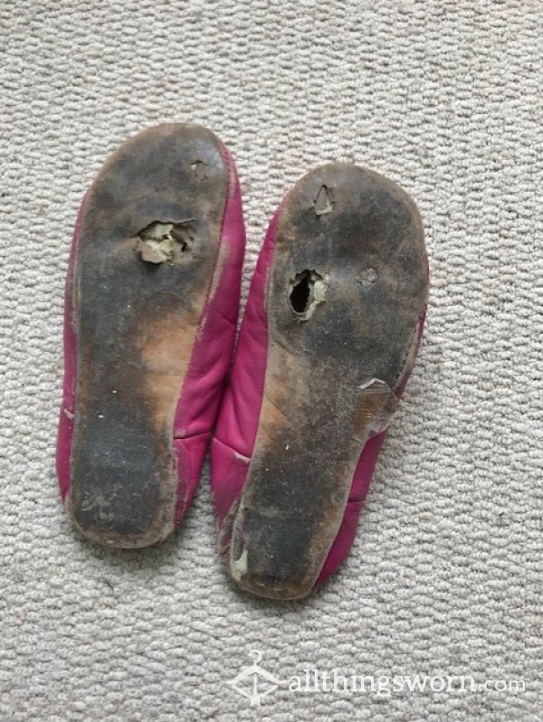 Really Really Well-worn Leather Slippers, Need A New Home!