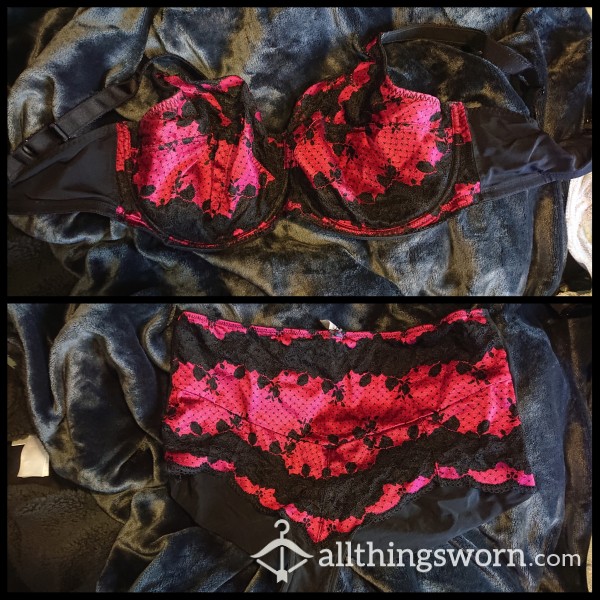 REDUCED PRICE Red And Black Bra And Pantie Set, 24 Hour Wear As Standard - Custom Requests Welcome ❤️🖤