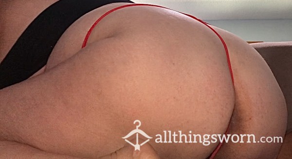 Red And Black See Through G String Thong Well Worn