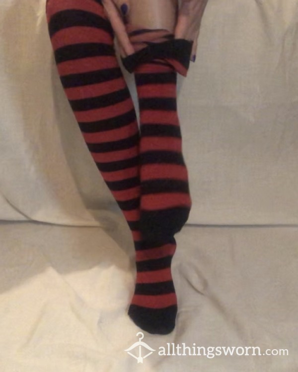 Red And Black Thigh Highs
