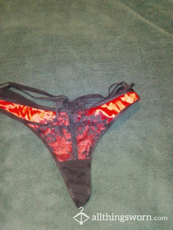 Red And Black Tiny Thong 24hr Wear