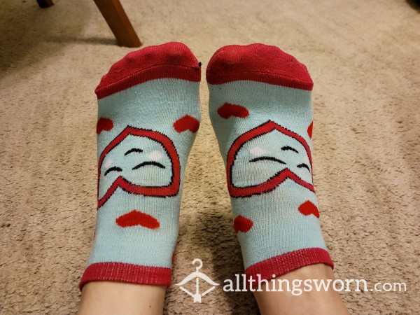 Red And Blue Hearts Ankle Socks