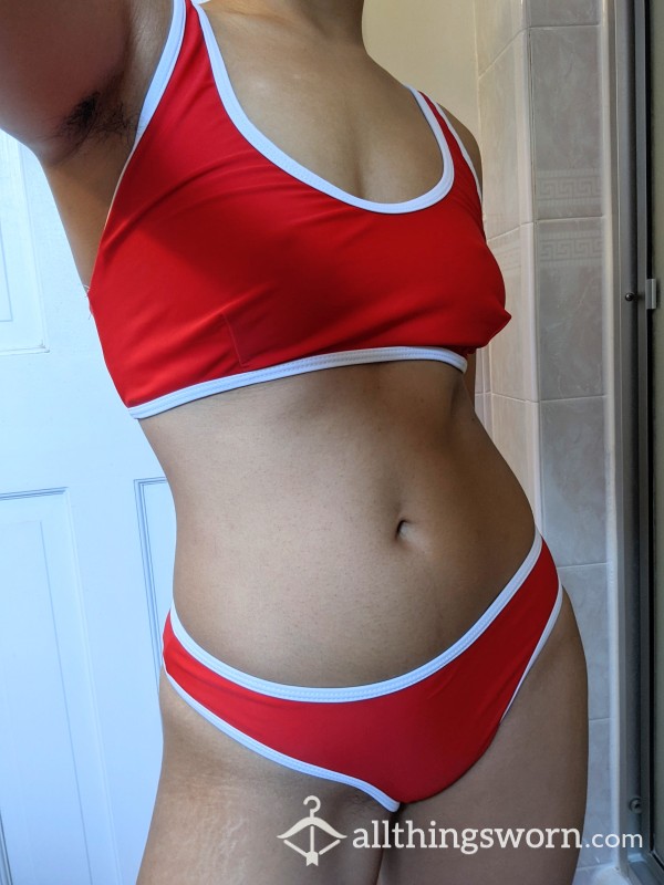 Red And White Baywatch Bikini ❤️🤍