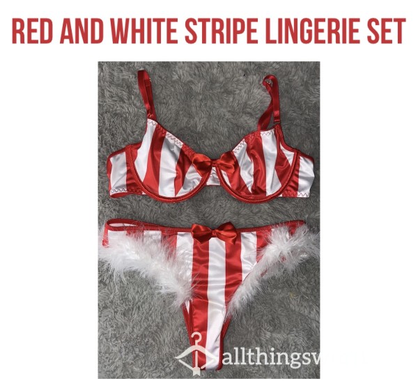 Red And White Stripe Lingerie Set🤍