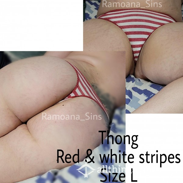 Red And White Striped Thong