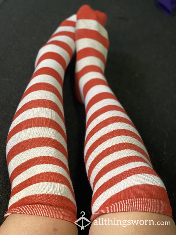 Red And White Thigh Highs