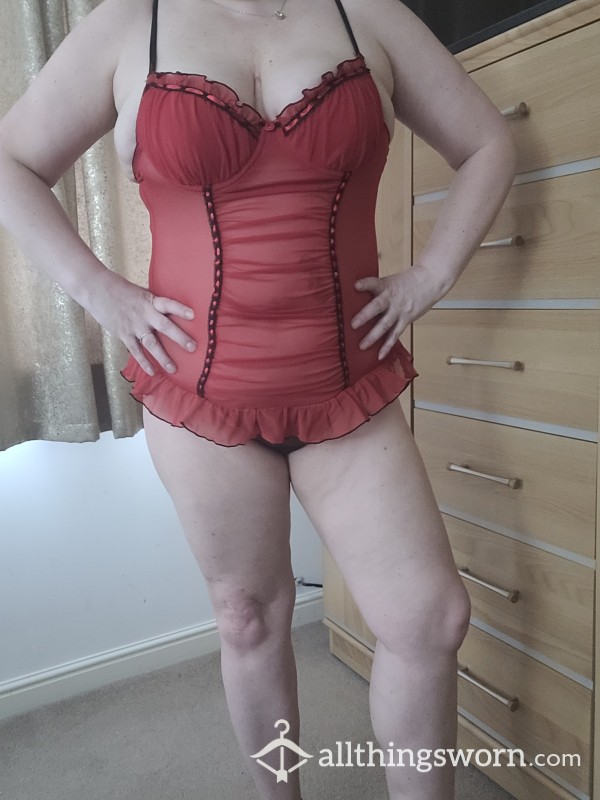 Red Babydoll And Black G-string