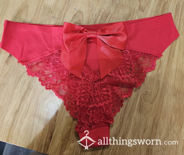 Silk Red Back Bow Pantie