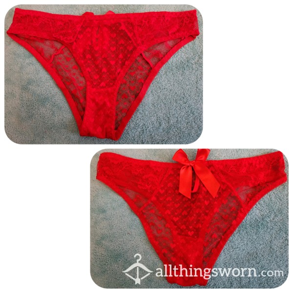 Red Bikini Panty W/Hearts