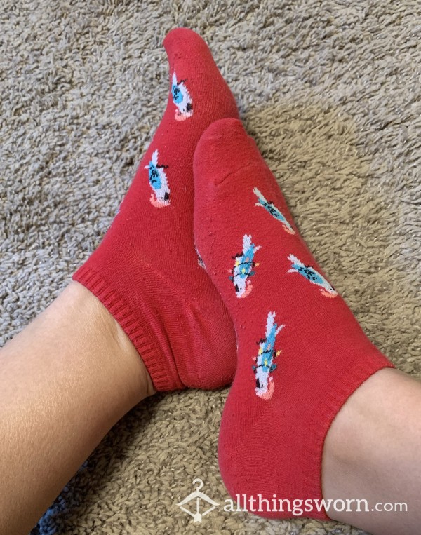 Red Bird Ankle Socks