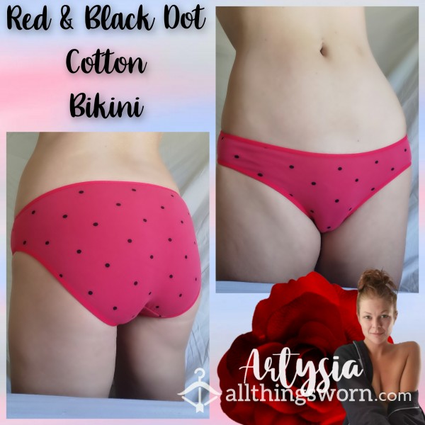 Red & Black Dot Cotton Bikini