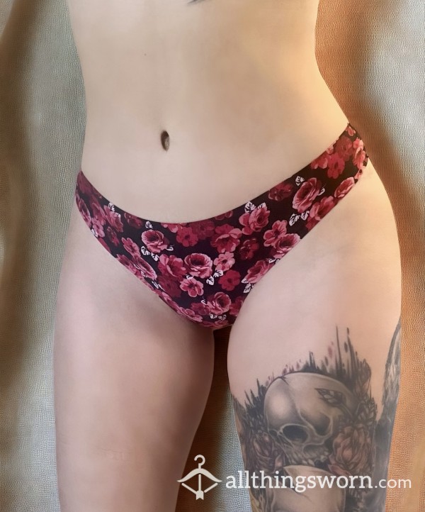 Red & Black Floral Lace Cheeky / Cheekster Panties