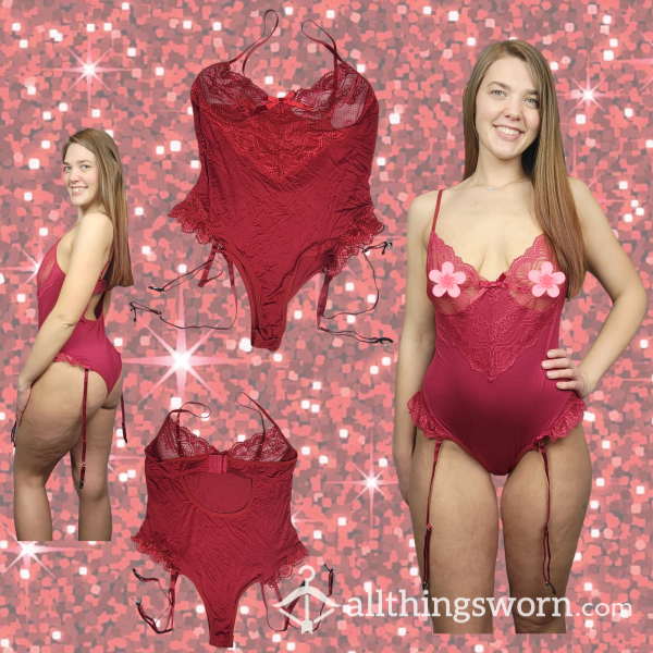 Red Bodysuit With Knee-High Straps