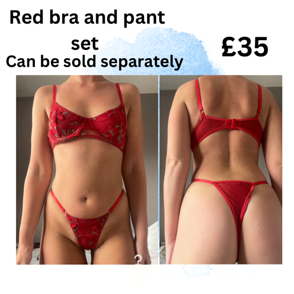 Red Bra And Pant Set