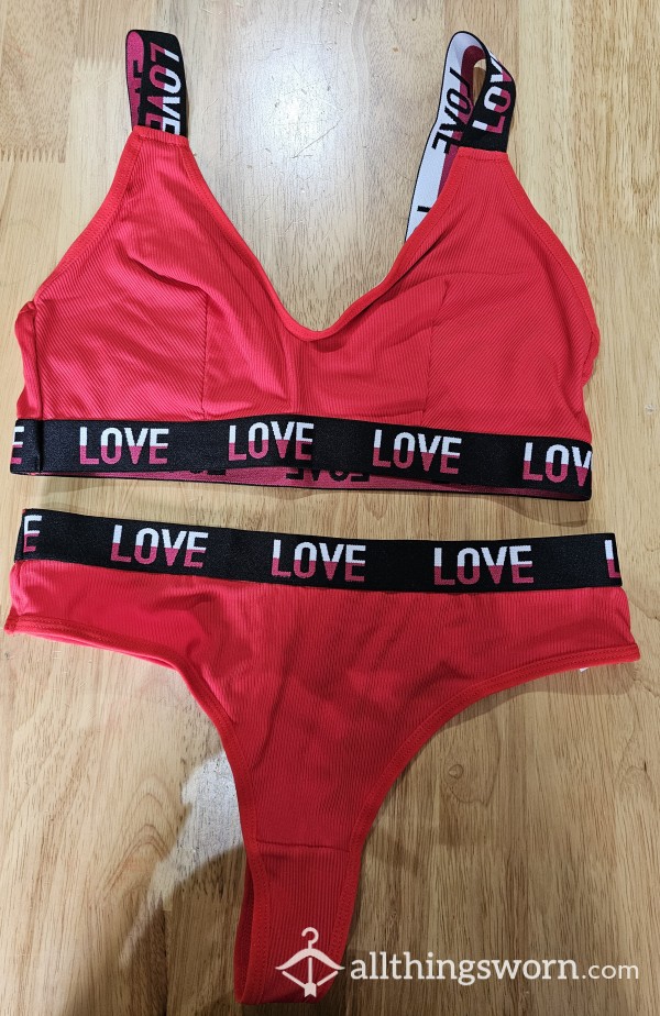 Red Bra And Pants Set