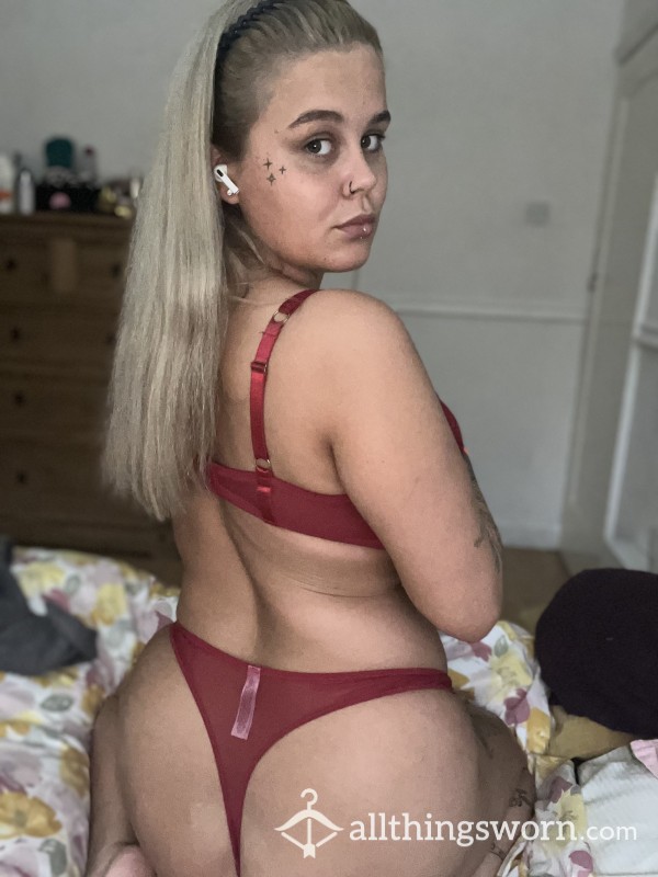 Red Bra & Thongs Why Don’t You Come & Taste Me?😜48 Hour Wear