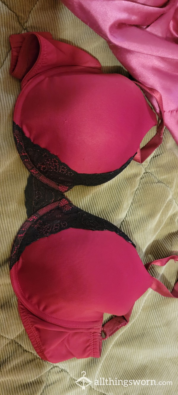 Red Bra With Blk Lace