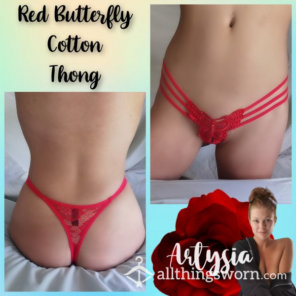 Red Butterfly Cotton Thong