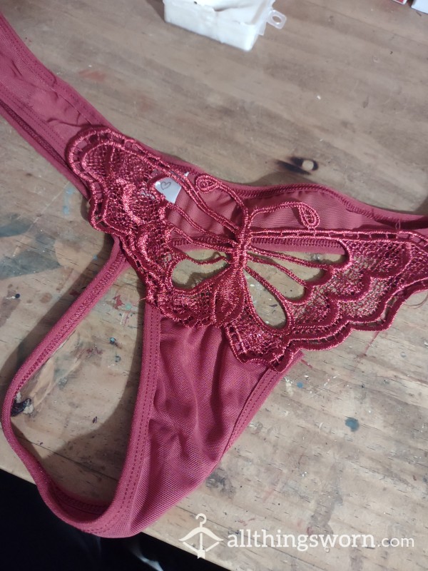 Red Butterfly Lace Thong