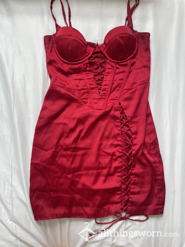 Red Corset Lace Up Dress