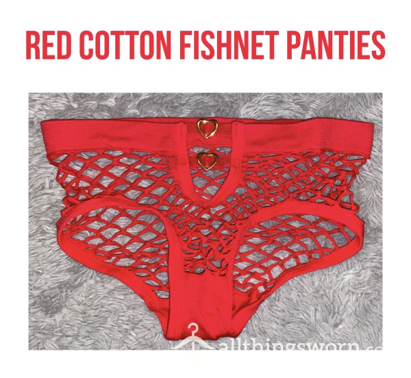 Red Cotton Fishnet Panties🪝