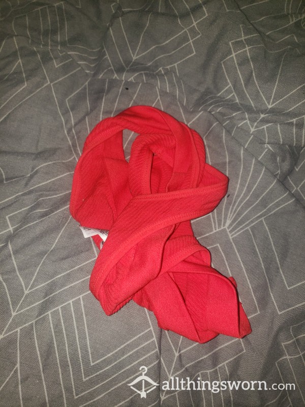 Red Cotton Thong Wore 4 Days Including Some Solo Valentines Fun.... *hyperhydrosis* *sweaty*