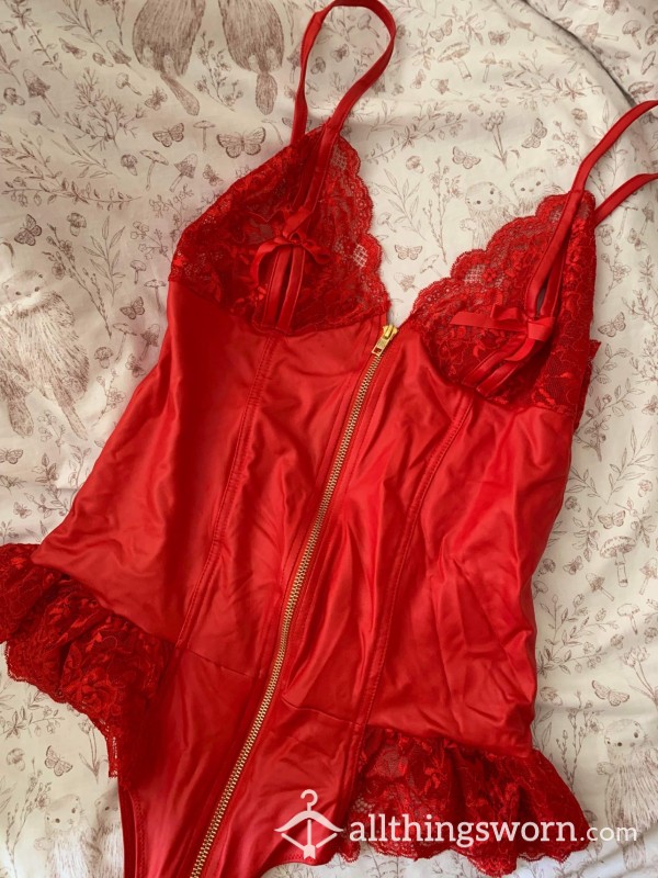 Red Crotch Less Lingerie 💋