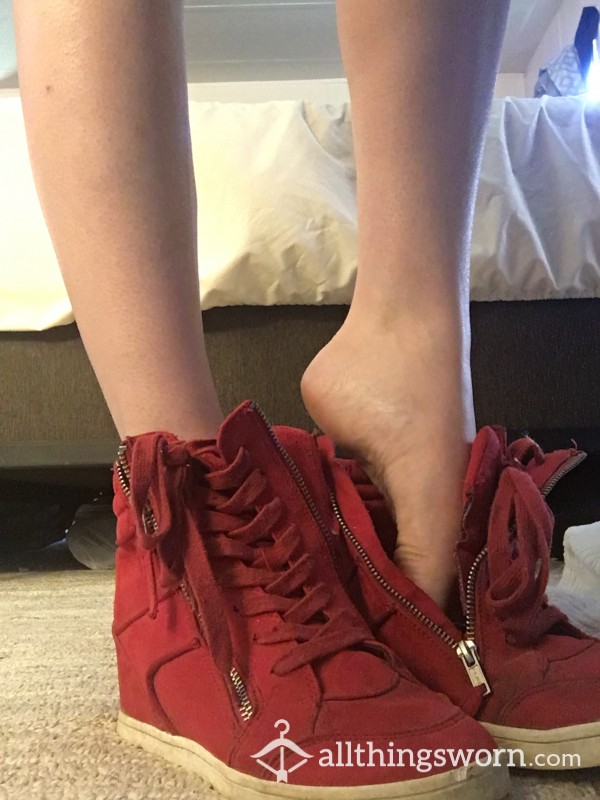 Red Dirty Worn Shoes