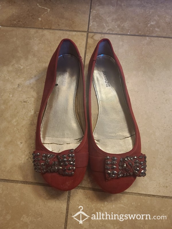 Red Flats- Worn Barefoot Size 6