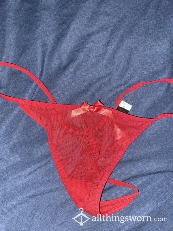 Red G-string. Size M. Worn All Day Yesterday