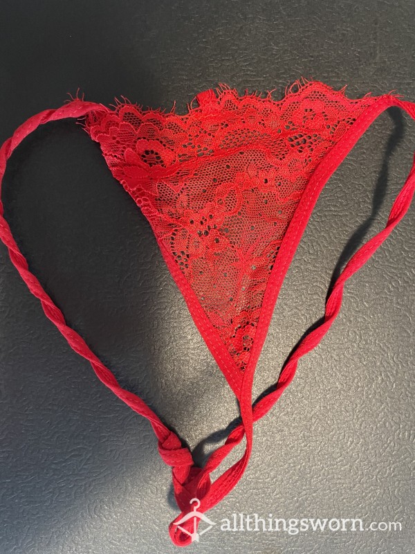 Red G-string Thong (too X-rated To Post On) Comes With Photo Set Wore To Request