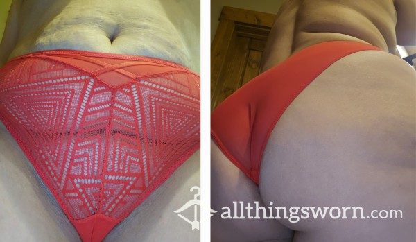 Red Geometric And Mesh Panties