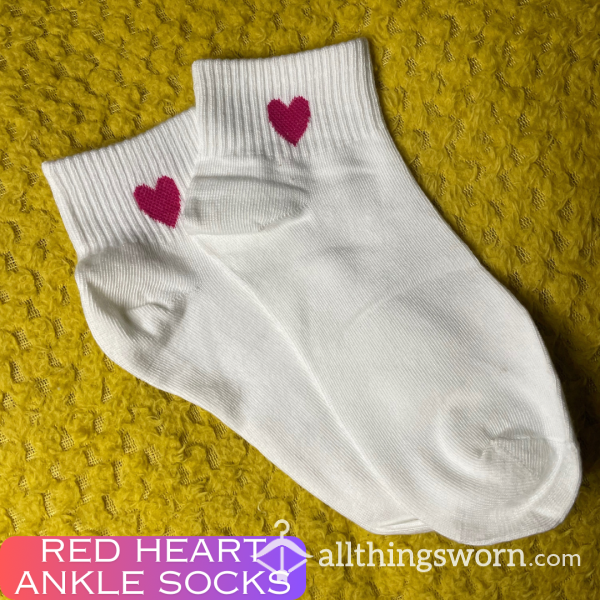 Red Heart White Ankle Socks ❤️ 2 Day Wear And 1 Workout